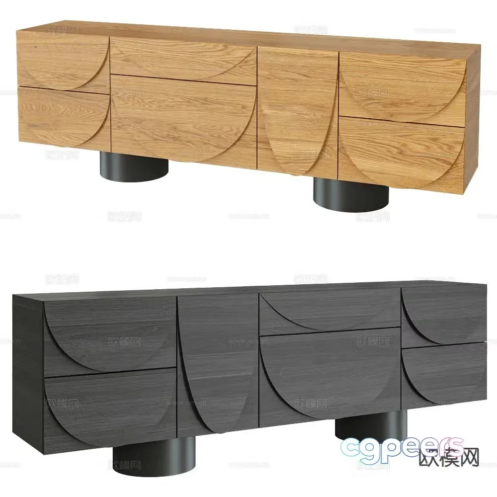 Modernature log style TV cabinet 3d model