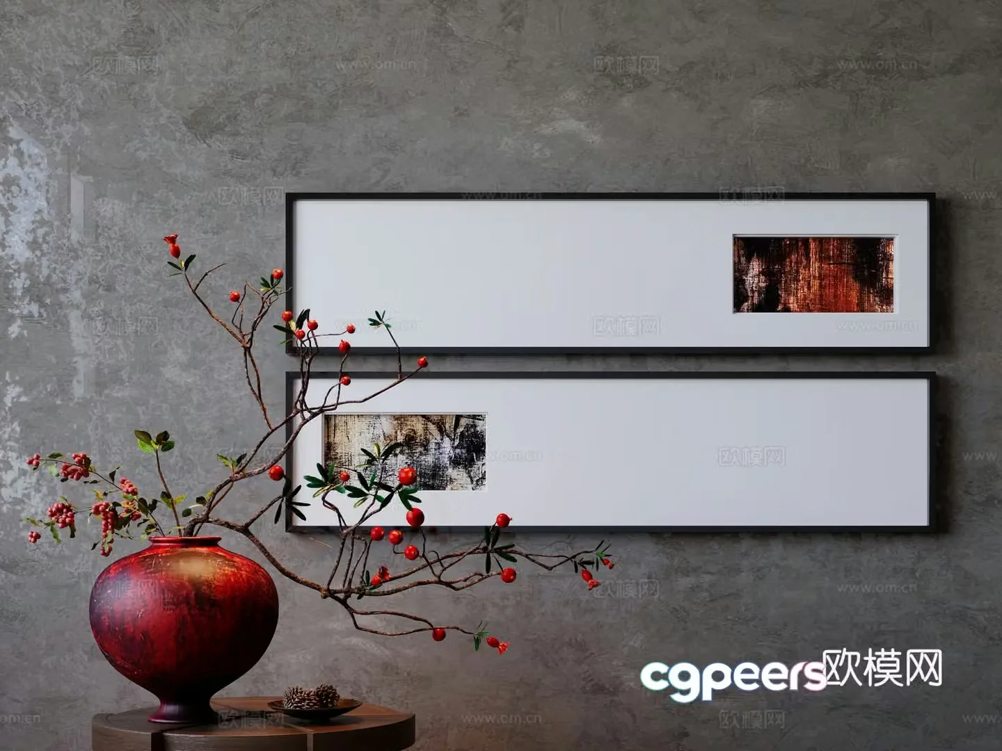 New Chinese style hanging painting combination 3D model