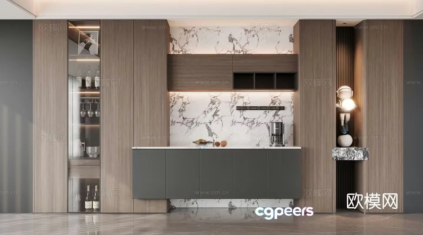 Italian wine cabinet sideboard 3d model