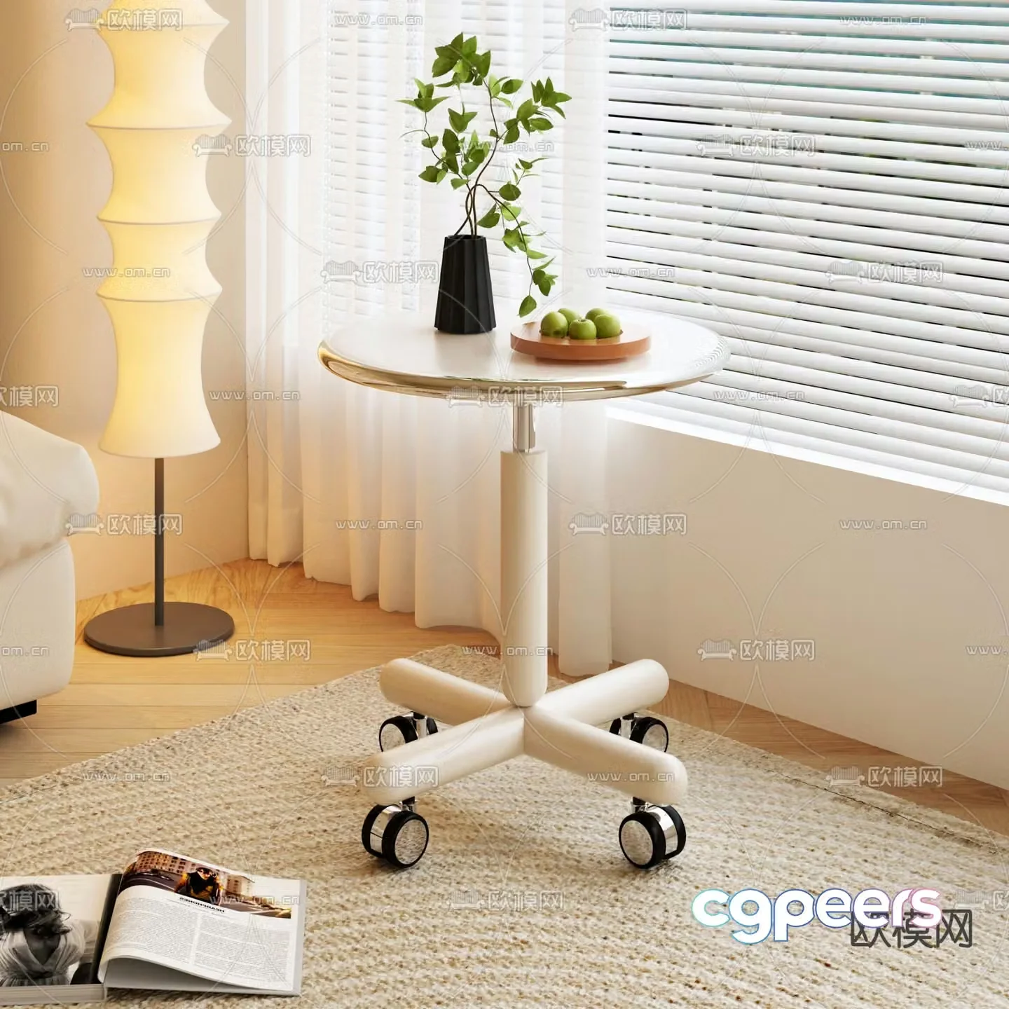 Creamy round table with round side table with round table