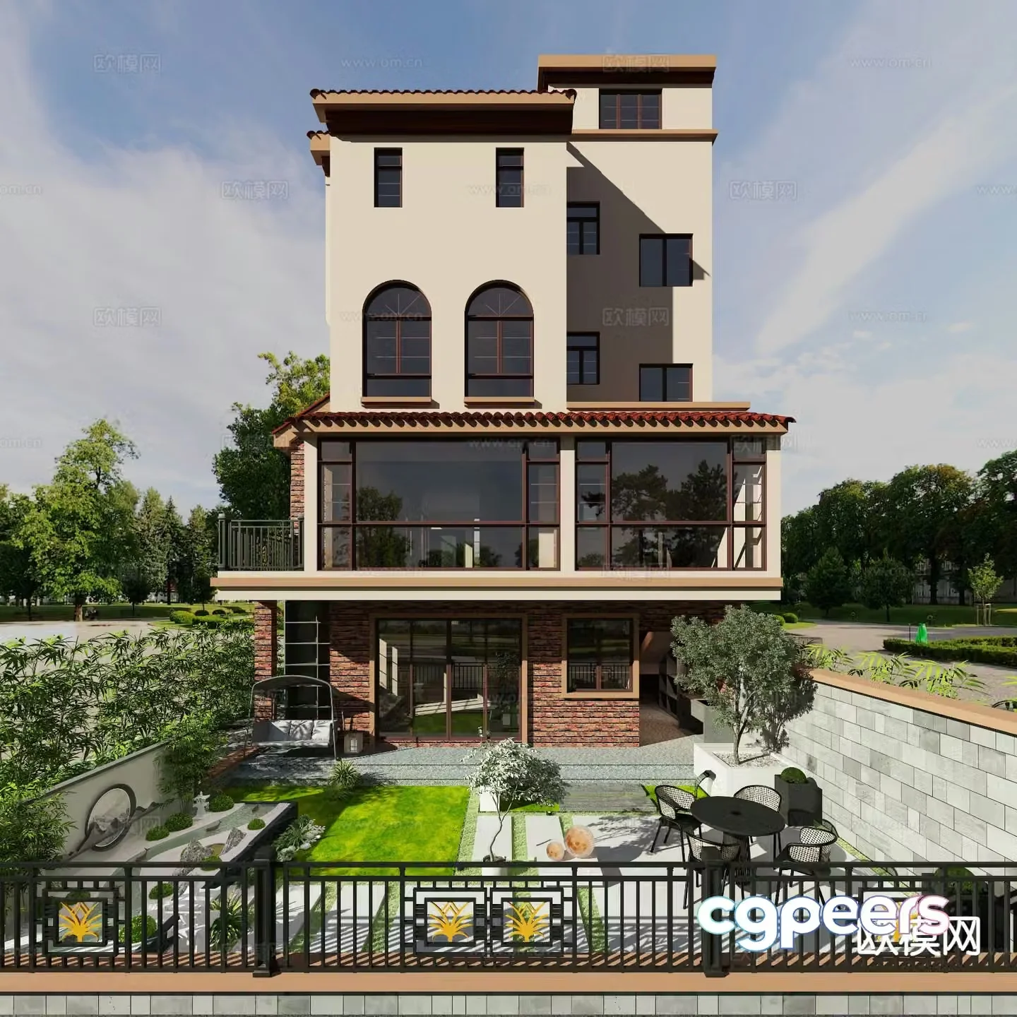 American villa appearance single-family villa 3D model
