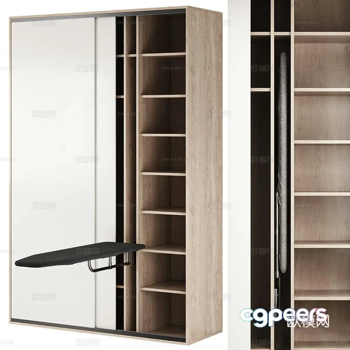 Wardrobe Storage Cabinet Balcony Wardrobe Storage Cabinet Ironing Board Ironing Hanger 3D Model