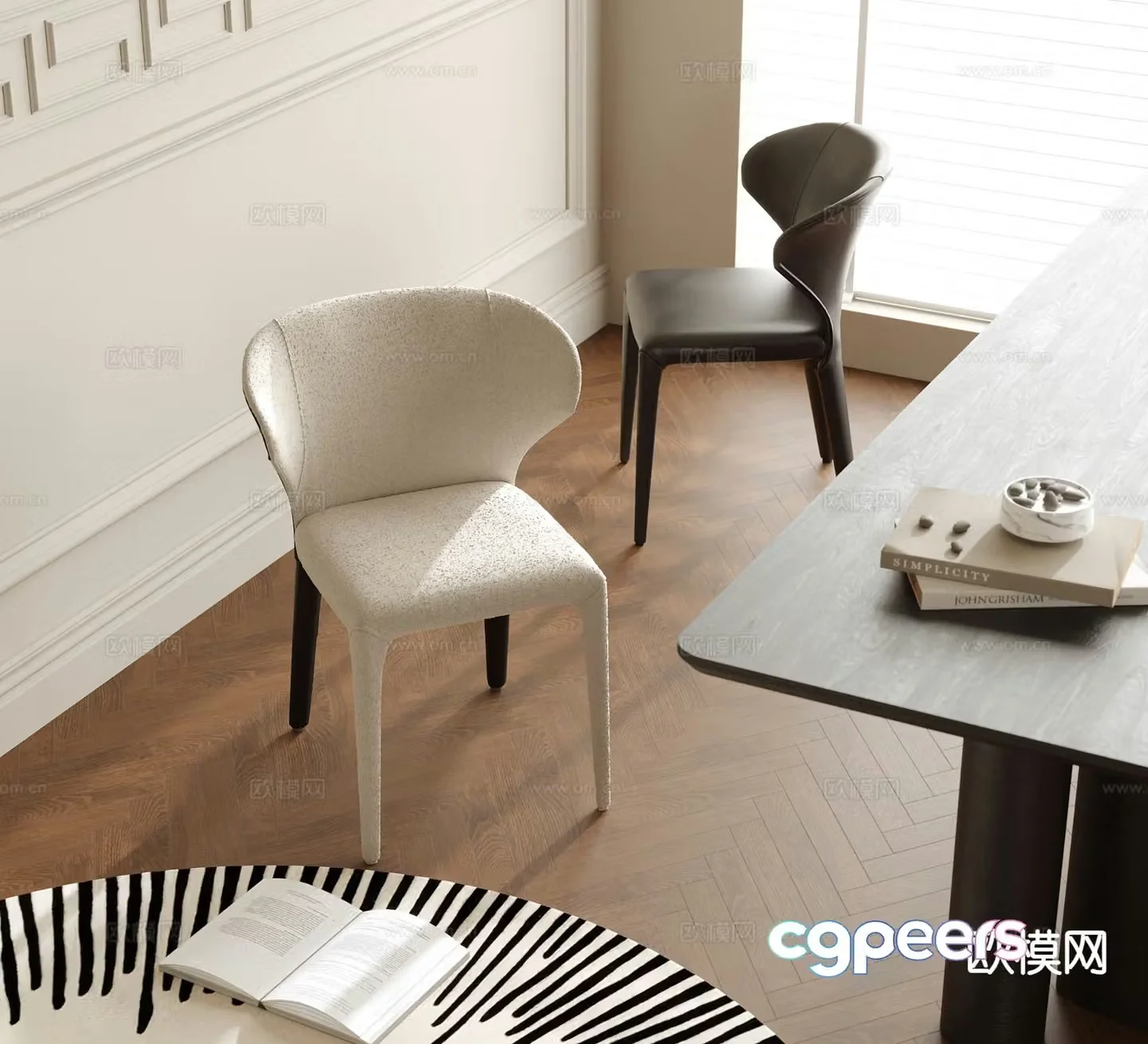 Modern dining chair single chair chair 3d model