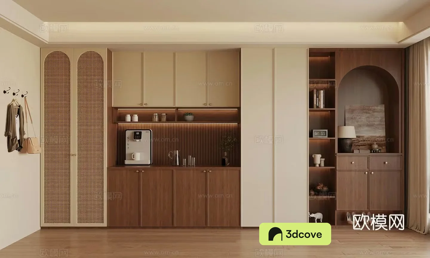 02 Middle-aged style shoe cabinet wine cabinet 3D model