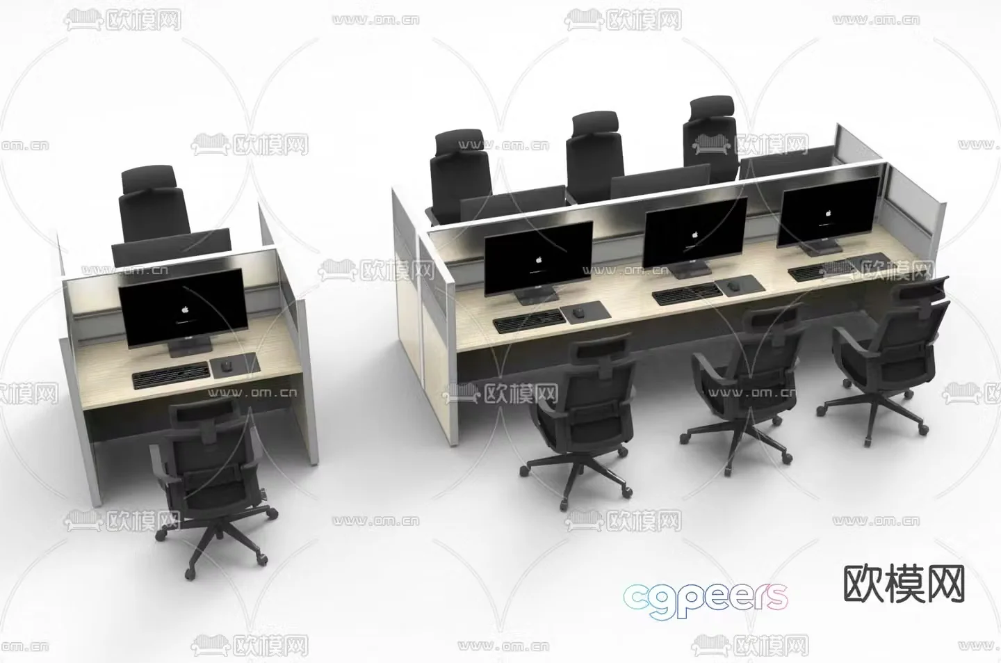 Card space desk workstation 3D model
