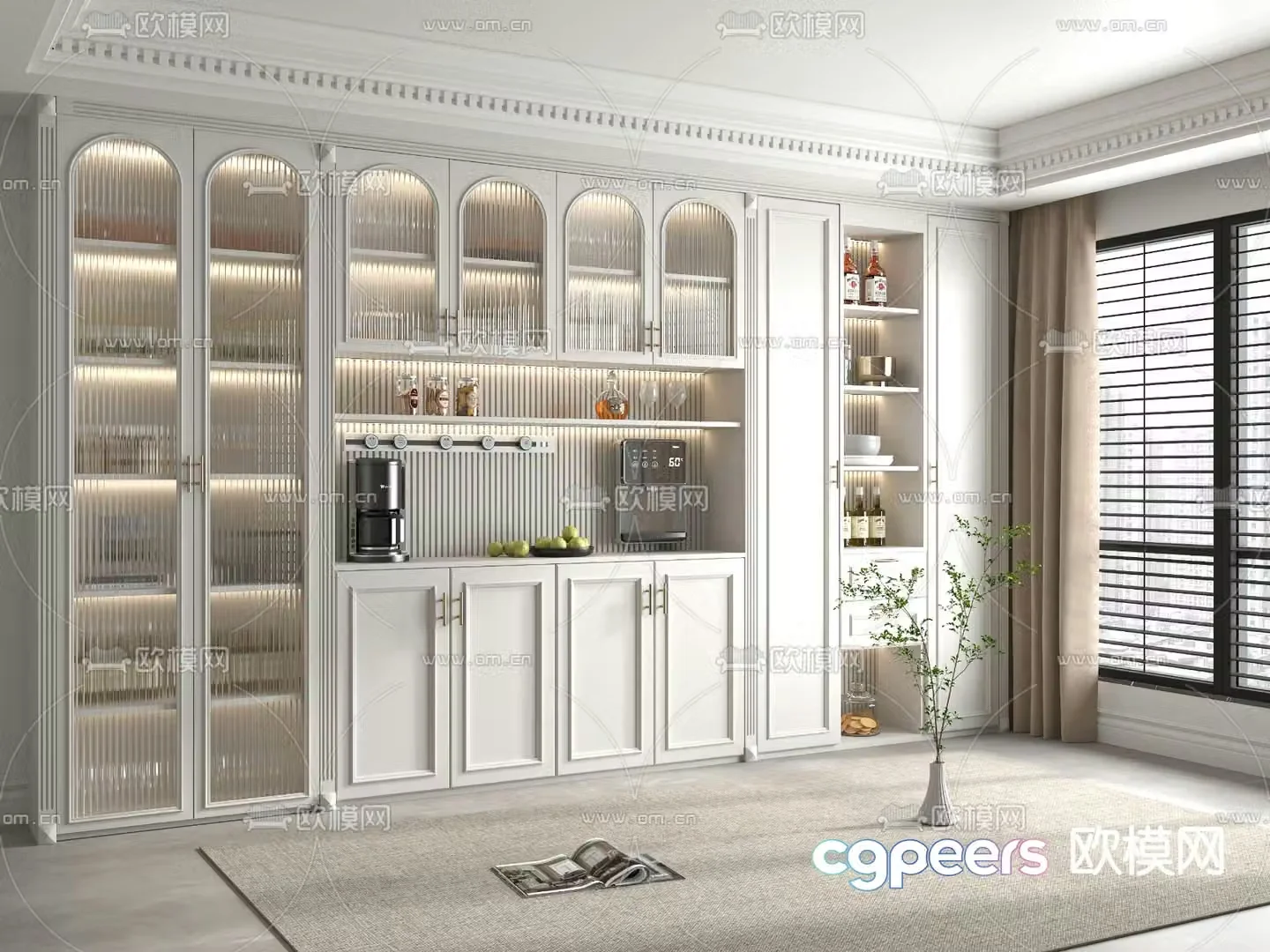 French wine cabinet sideboard 3D model