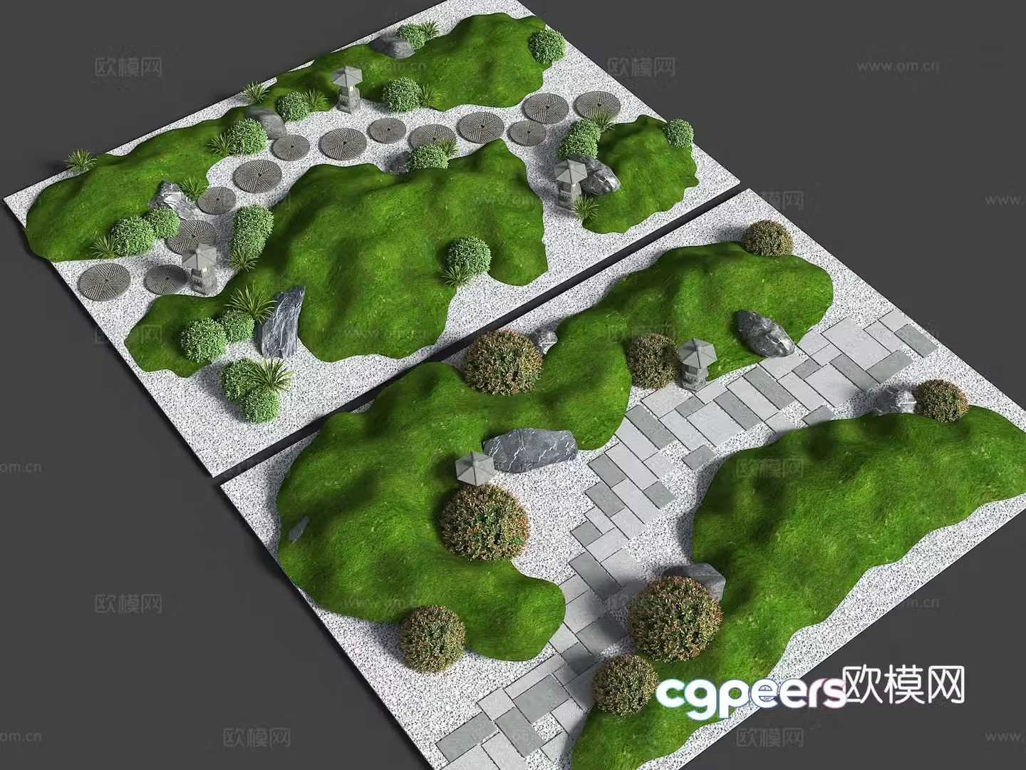Modern micro-terrain grass slope hill bun small soil slope dry landscape green island slope garden 3d model