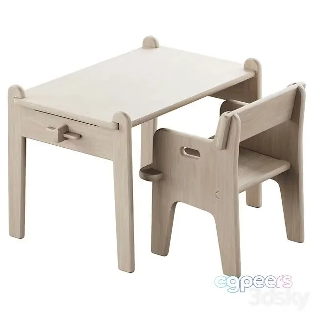 3ds Max Free – 353 CH410 Peter’s chair and CH411 Peter’s table by Carl Hansen & Son