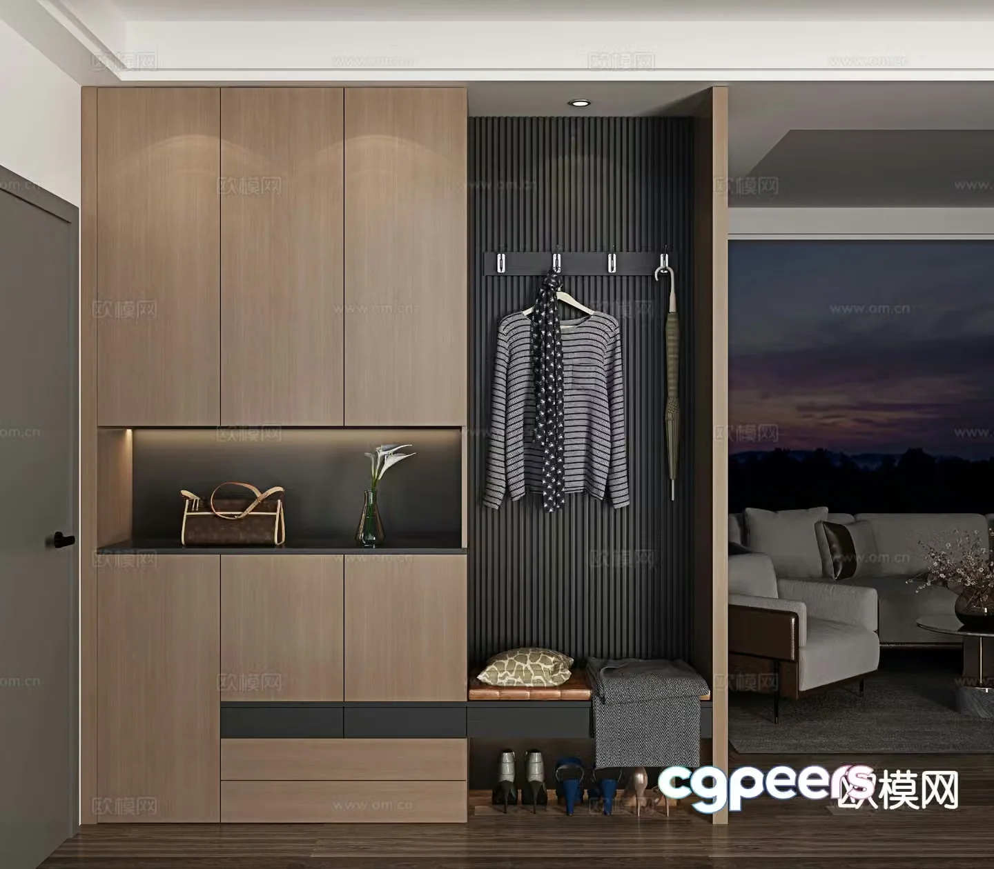 Italian style entrance shoe cabinet 3D model