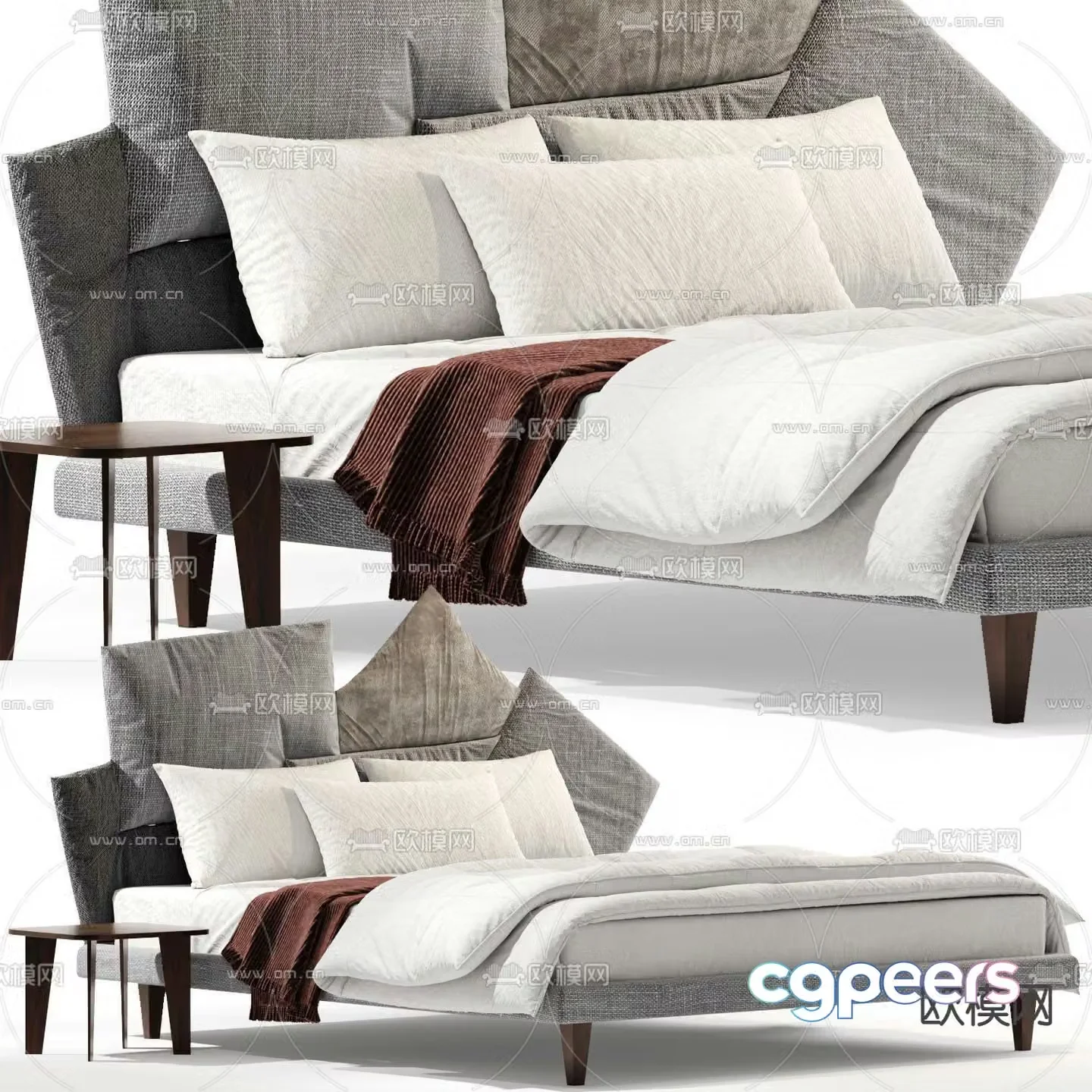 Bonaldo modern fabric double bed 3d model