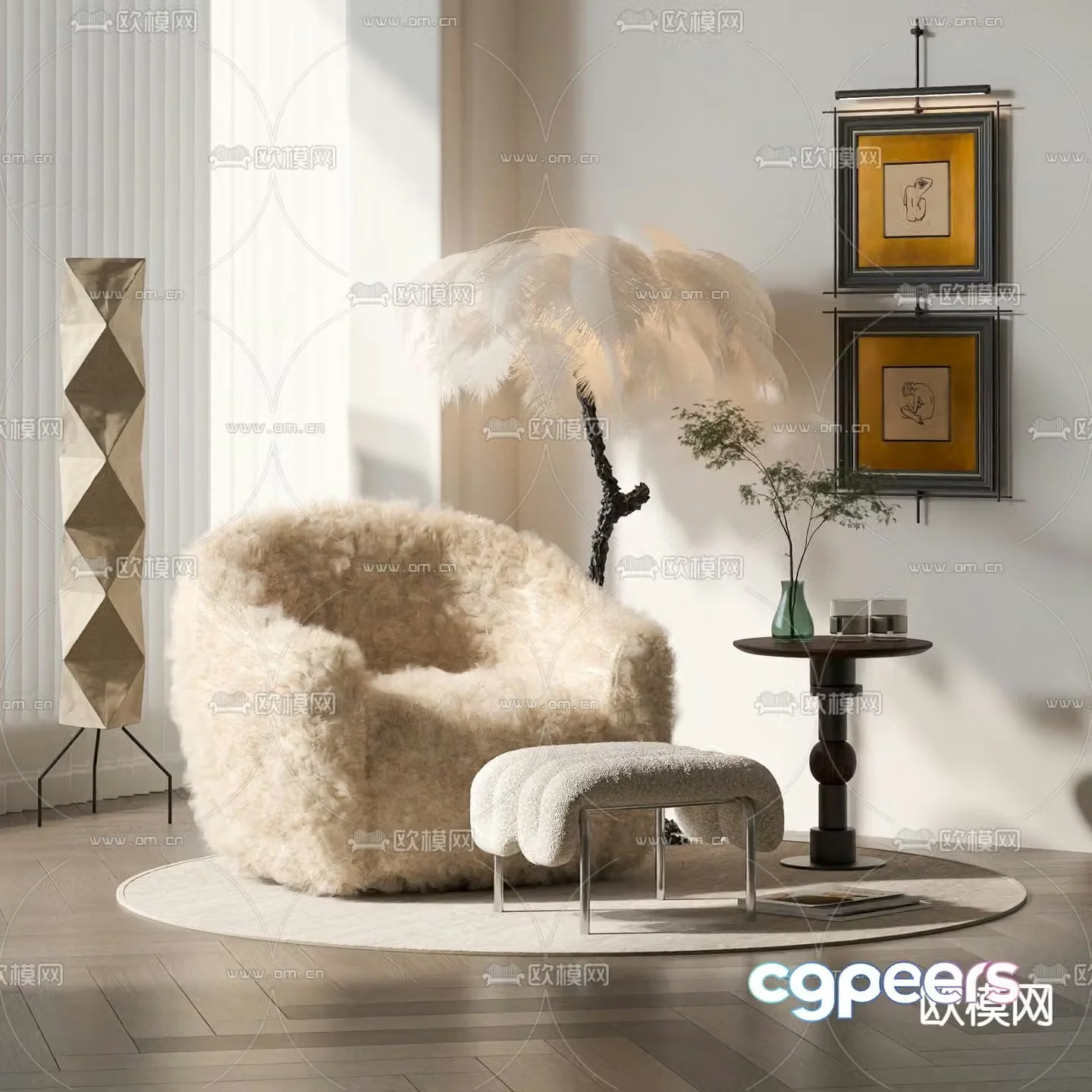 Cashmere sofa leisure sofa 3d model