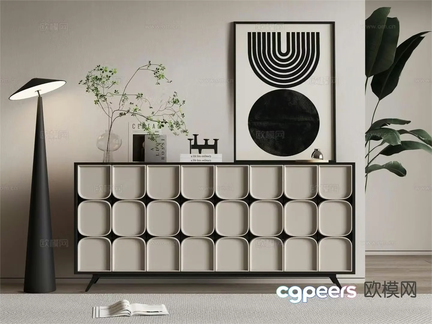 Modern entrance cabinet end view cabinet side cabinet 3D model