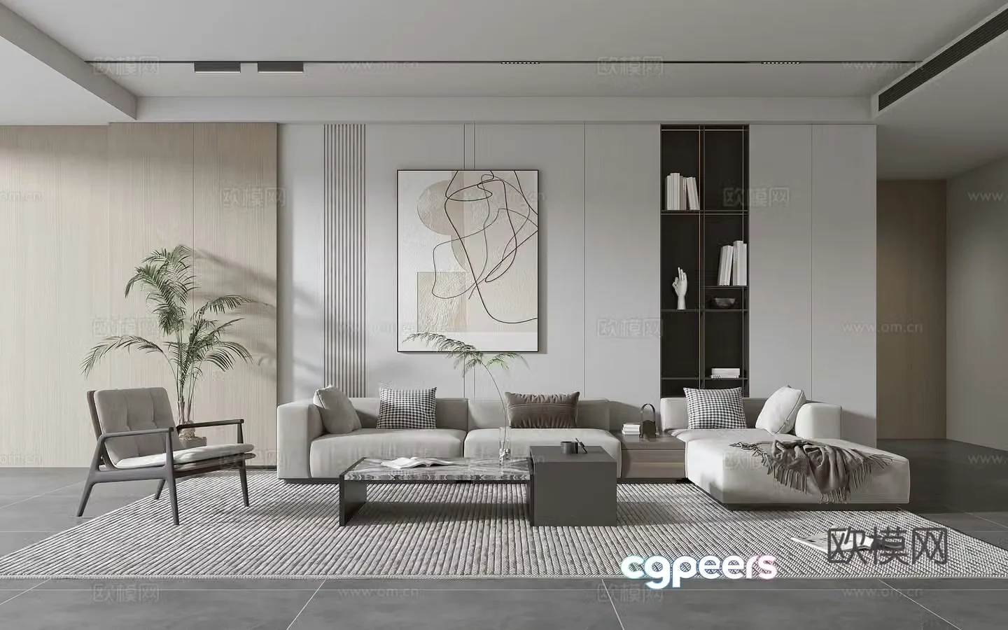 Modern living room Modern sofa coffee table combination Modern background wall 3d model
