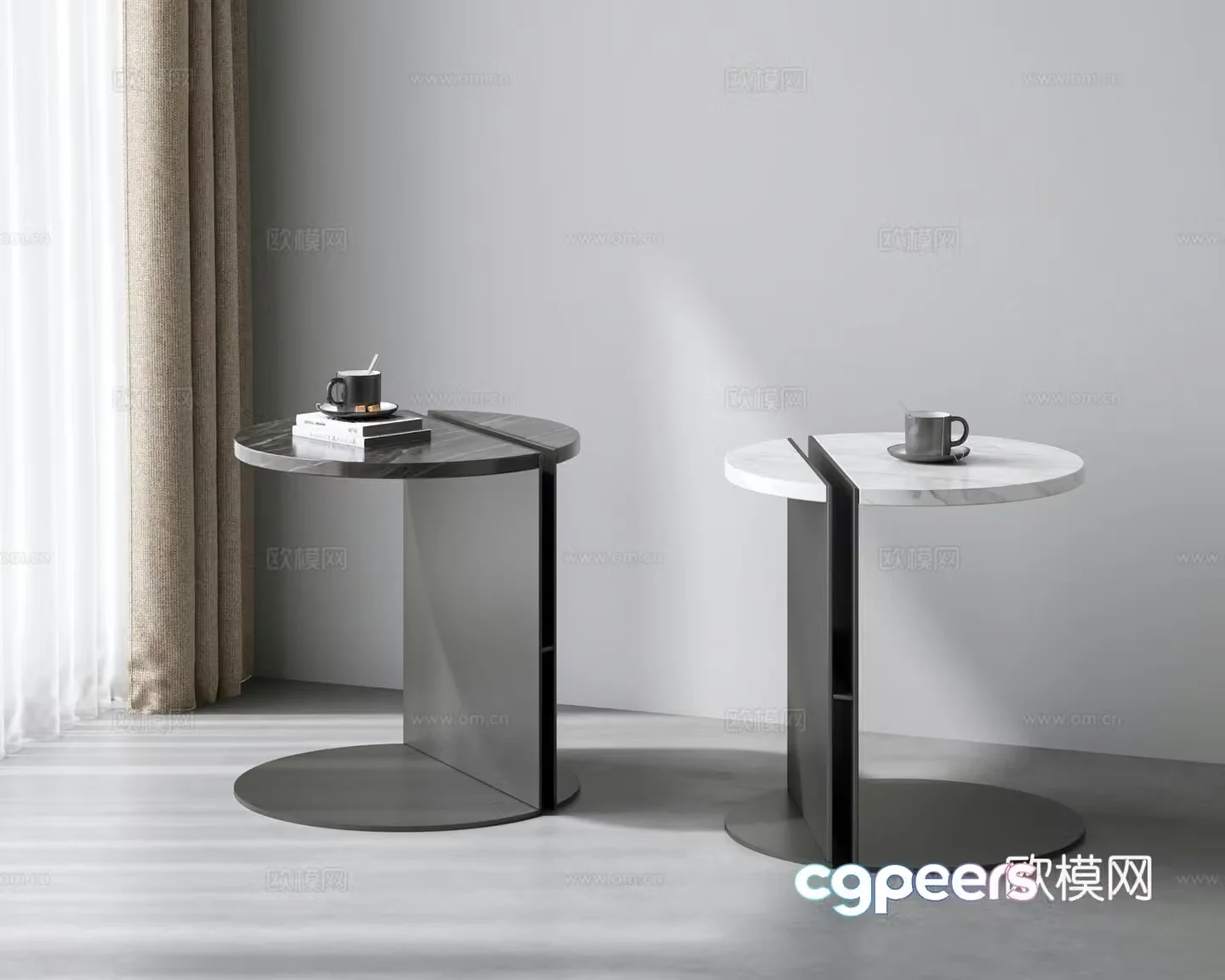 Modern side table corner table Italian round table side table light luxury corner table corner table 3D model