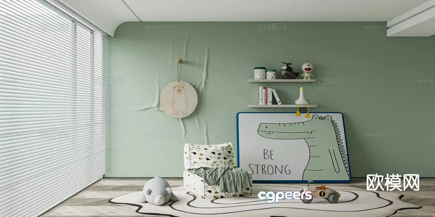Nordic children’s sofa hanging painting whiteboard 3d model