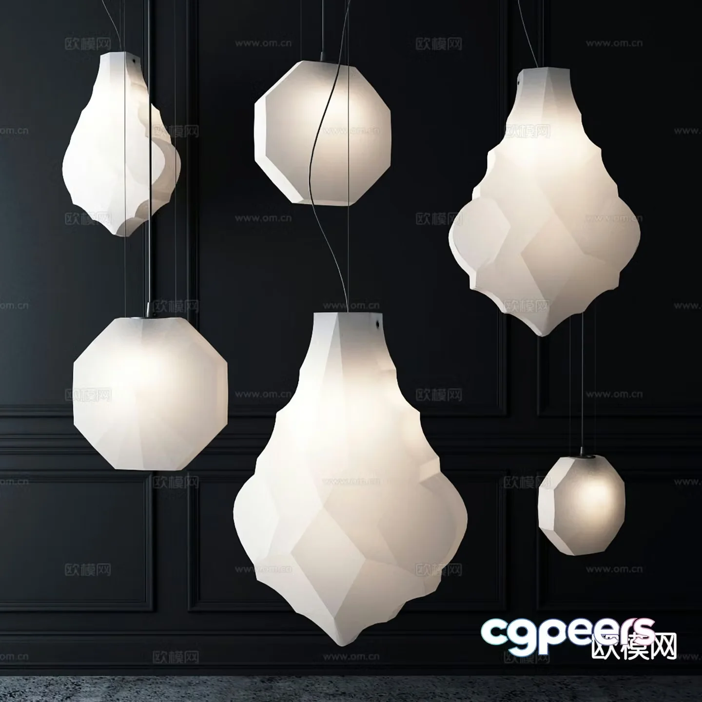 Wabi-sabi chandelier bedside small chandelier 3d model
