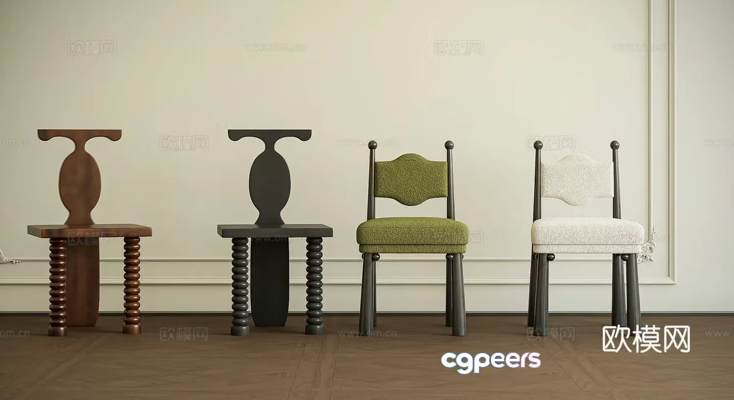 French dining chair 3d model