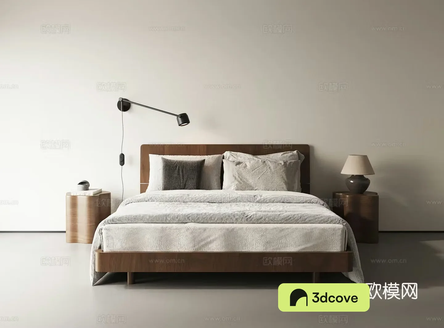 Middle-aged double bed 3d model