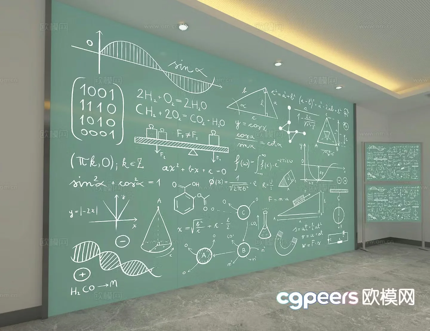 modern writing board blackboard chalk drawing 3d model