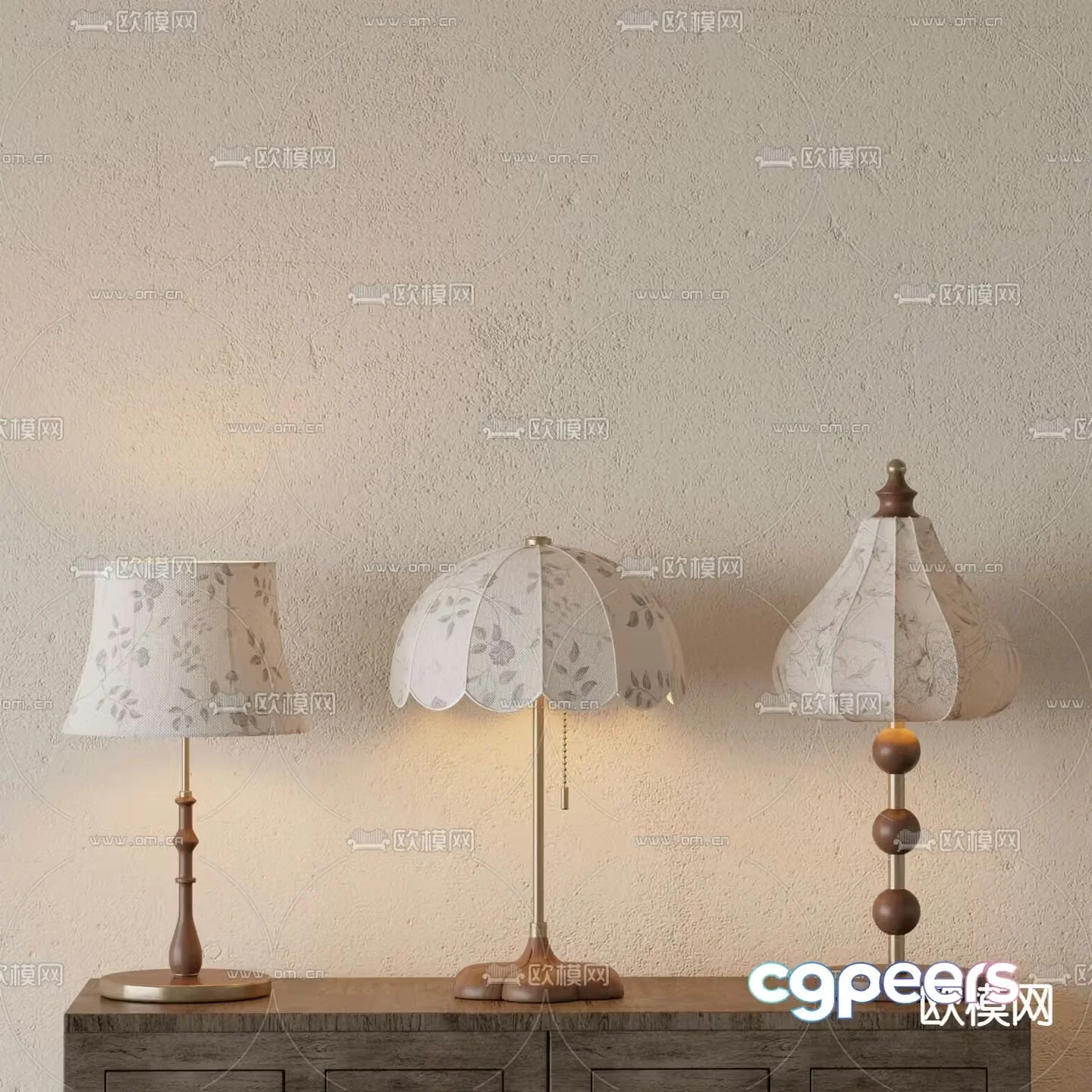 French table lamp medieval style table lamp 3d model