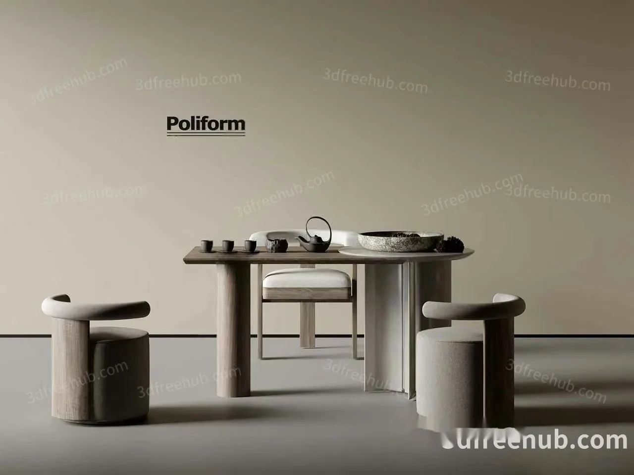 Modern Dining Room 3D Model – 19866 – VRAY Render