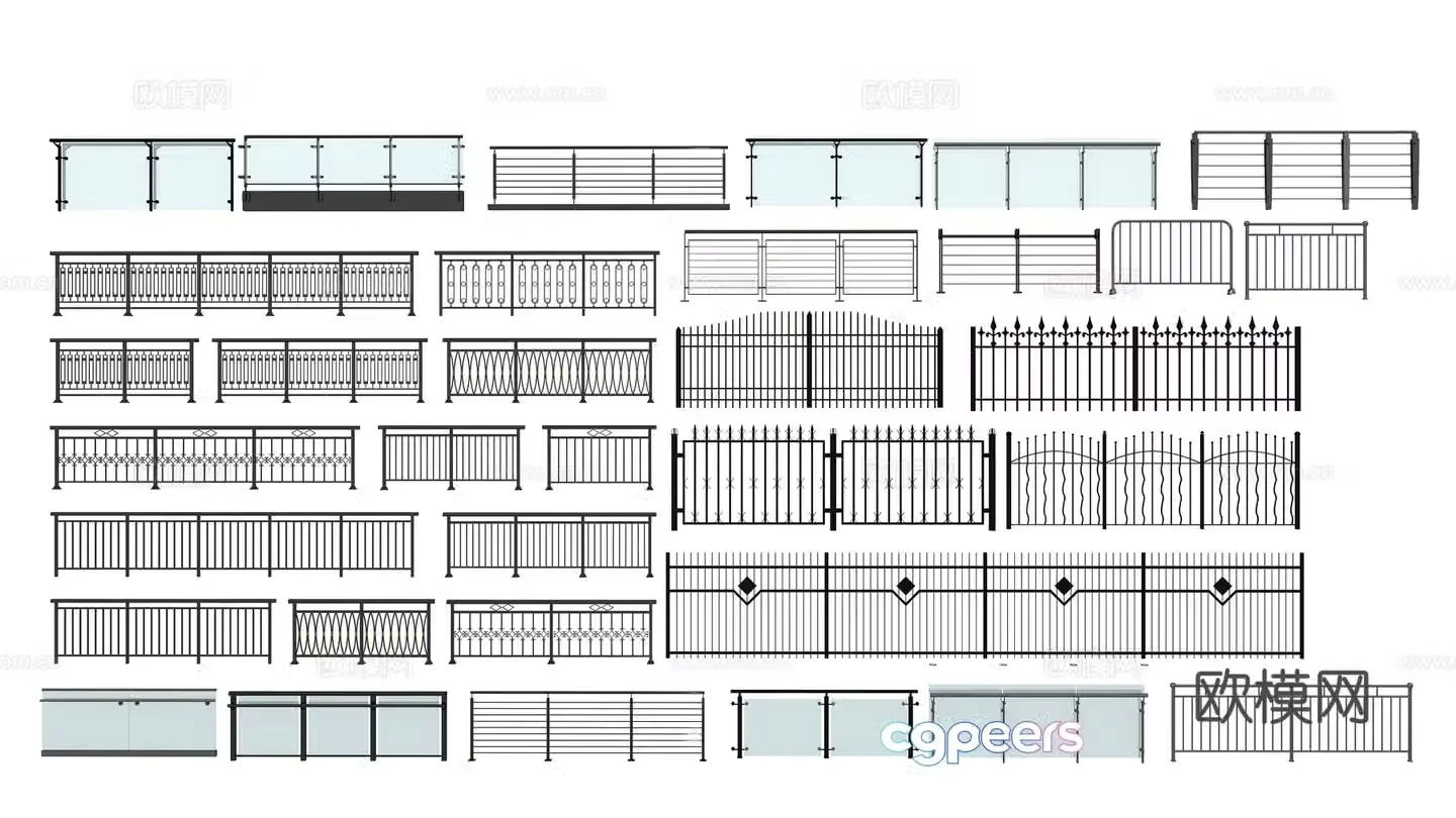 Modern railing 3d model