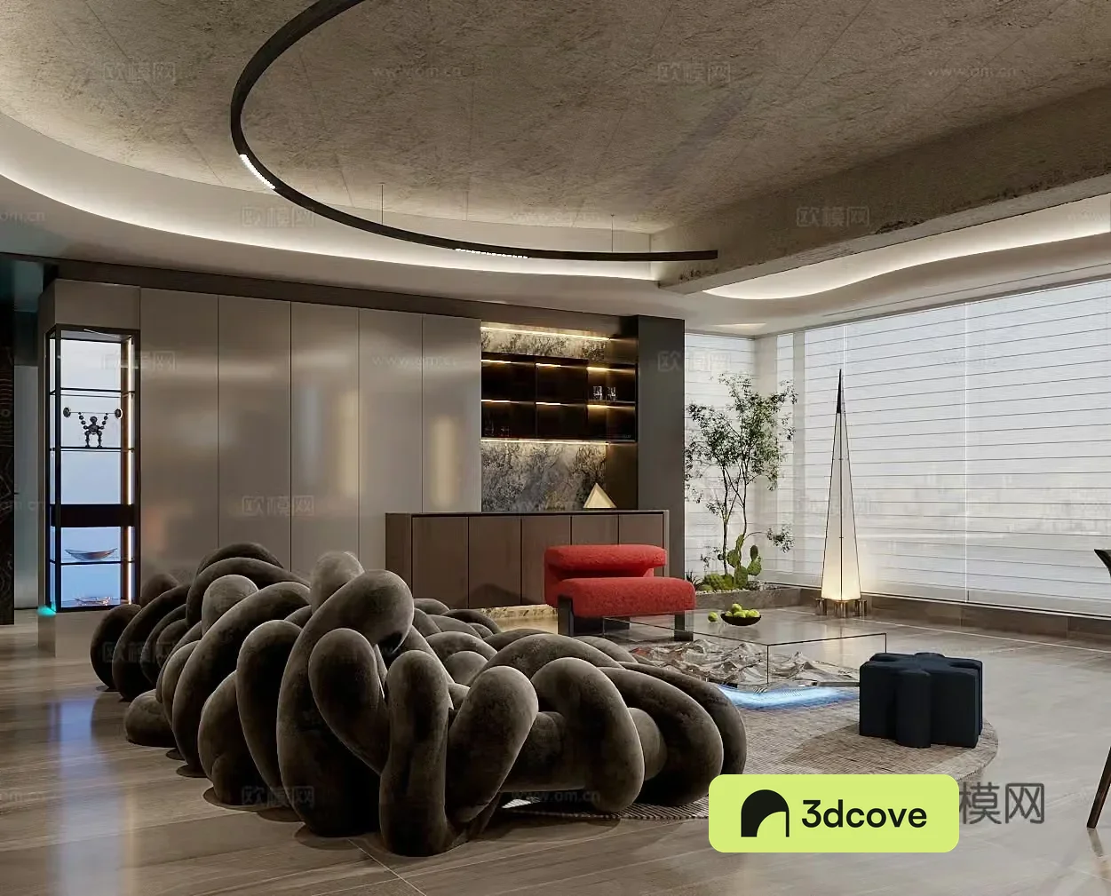 Industrial Italian home living room Italian sofa coffee table combination Decoration cabinet Indoor viewing Floor lamp