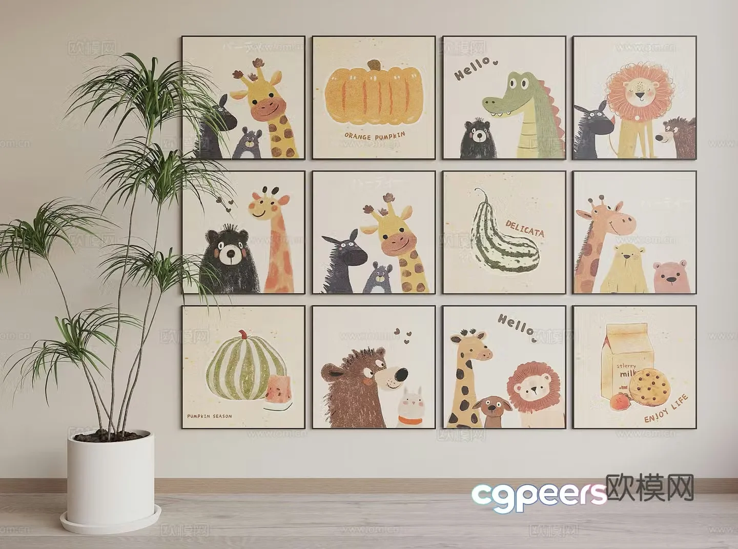 Modern children’s hanging painting 3d model