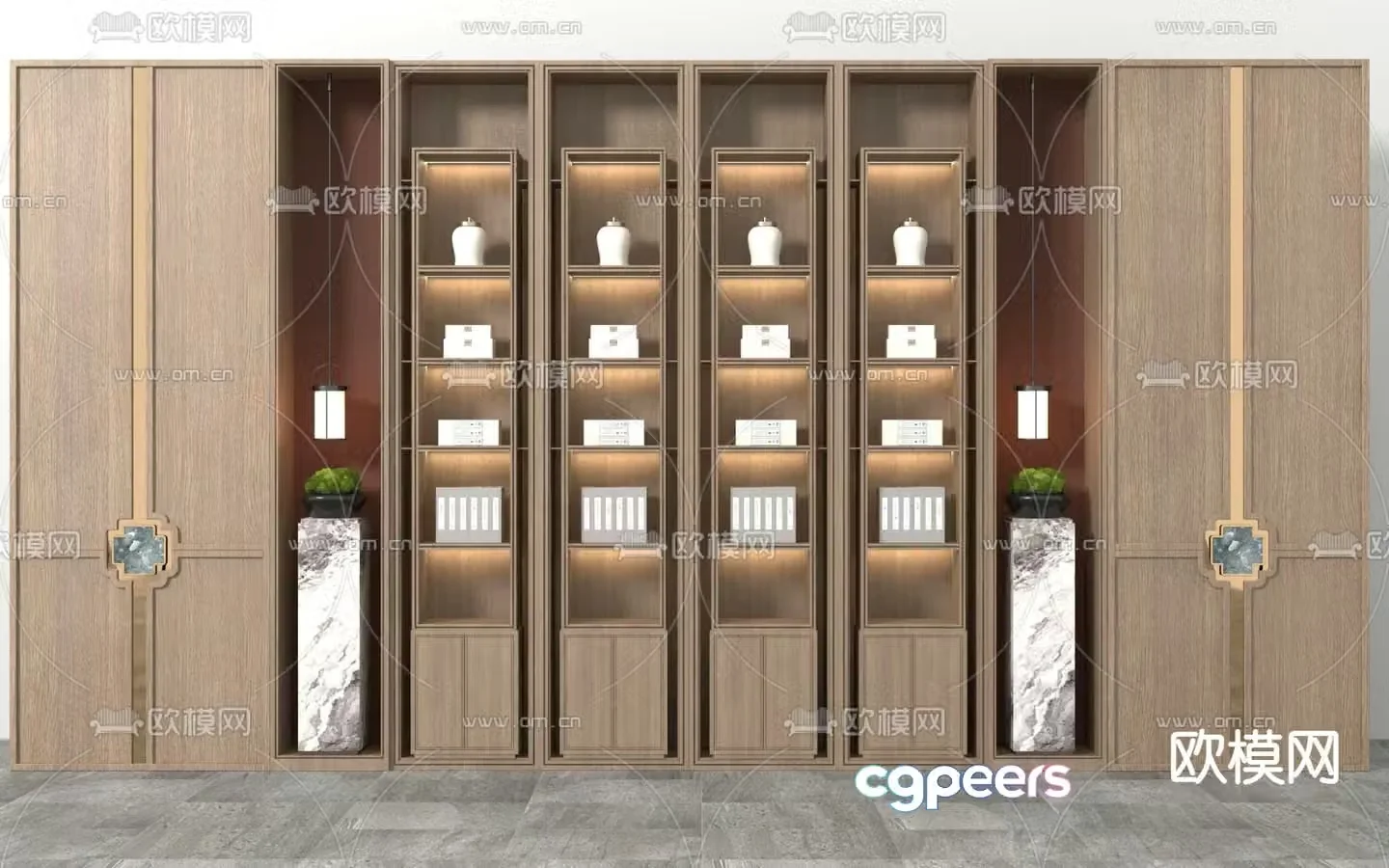 New Chinese style bookcase display case 3D model