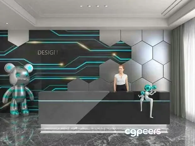 Modern Reception Area 3D Model – 2606 – VRAY Render