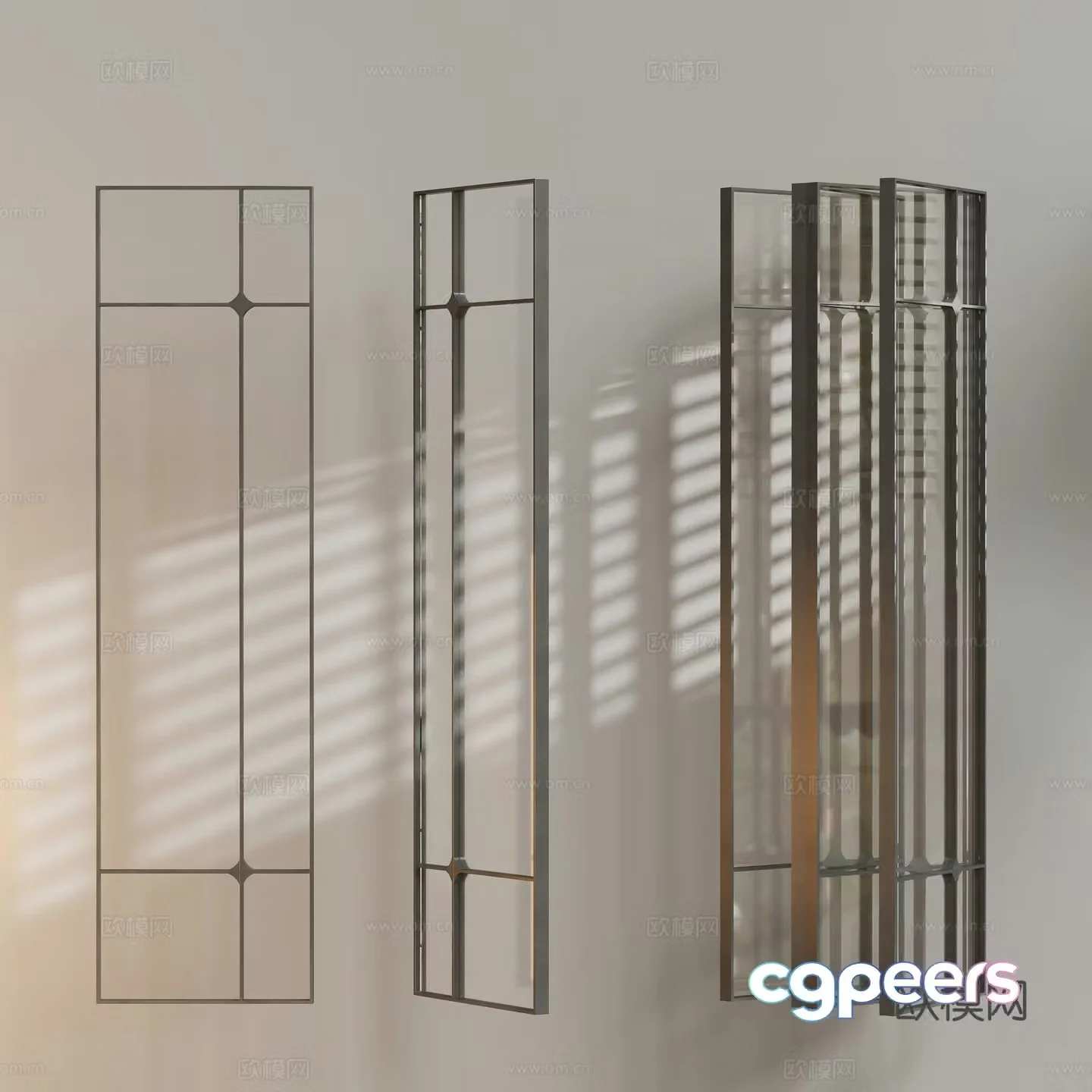 Modern glass partition door 3d model