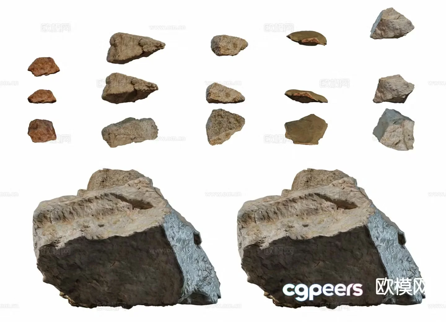 Modern outdoor stones landscape stones rocks 3d model
