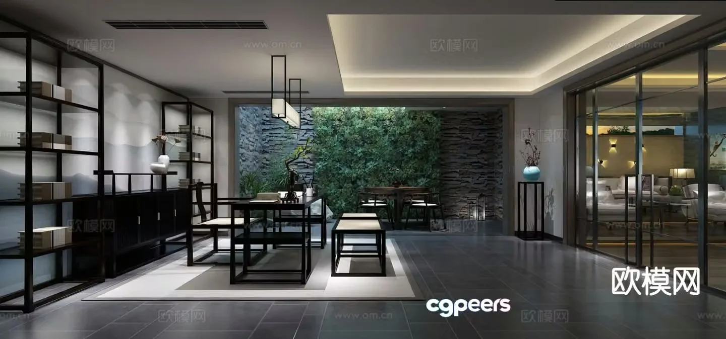 New Chinese style study 3D model