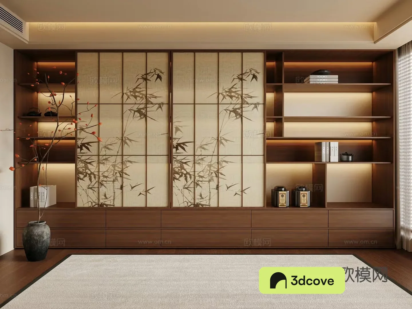 New Chinese style bookcase medieval style bookcase Song family bookcase study bookcase living room bookcase