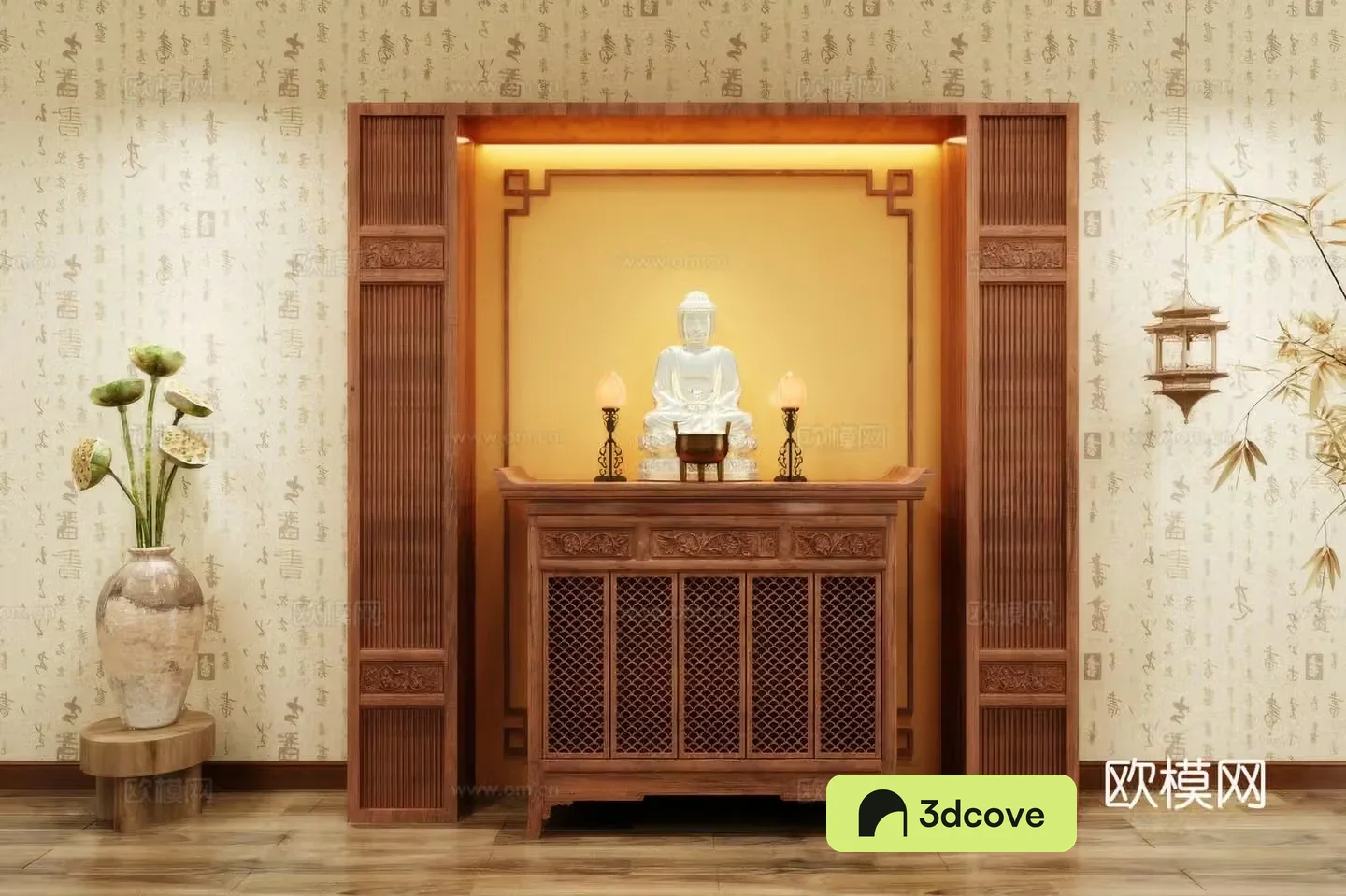 Buddha niche shrine hostel incense stove candle holder