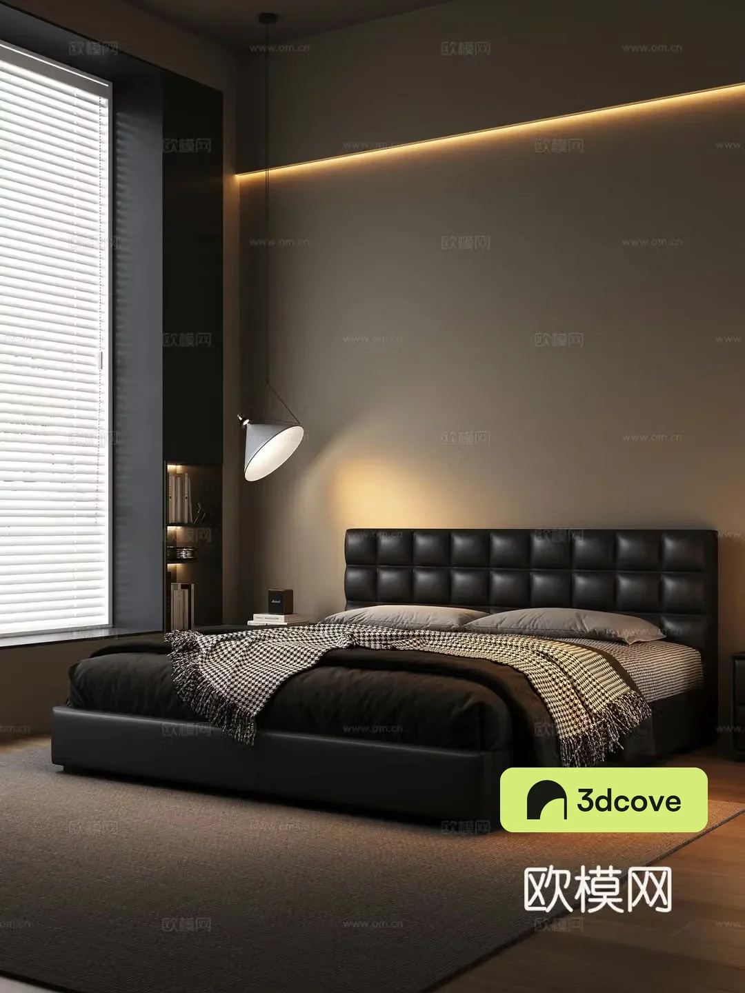 Italian minimalist bedroom double bed