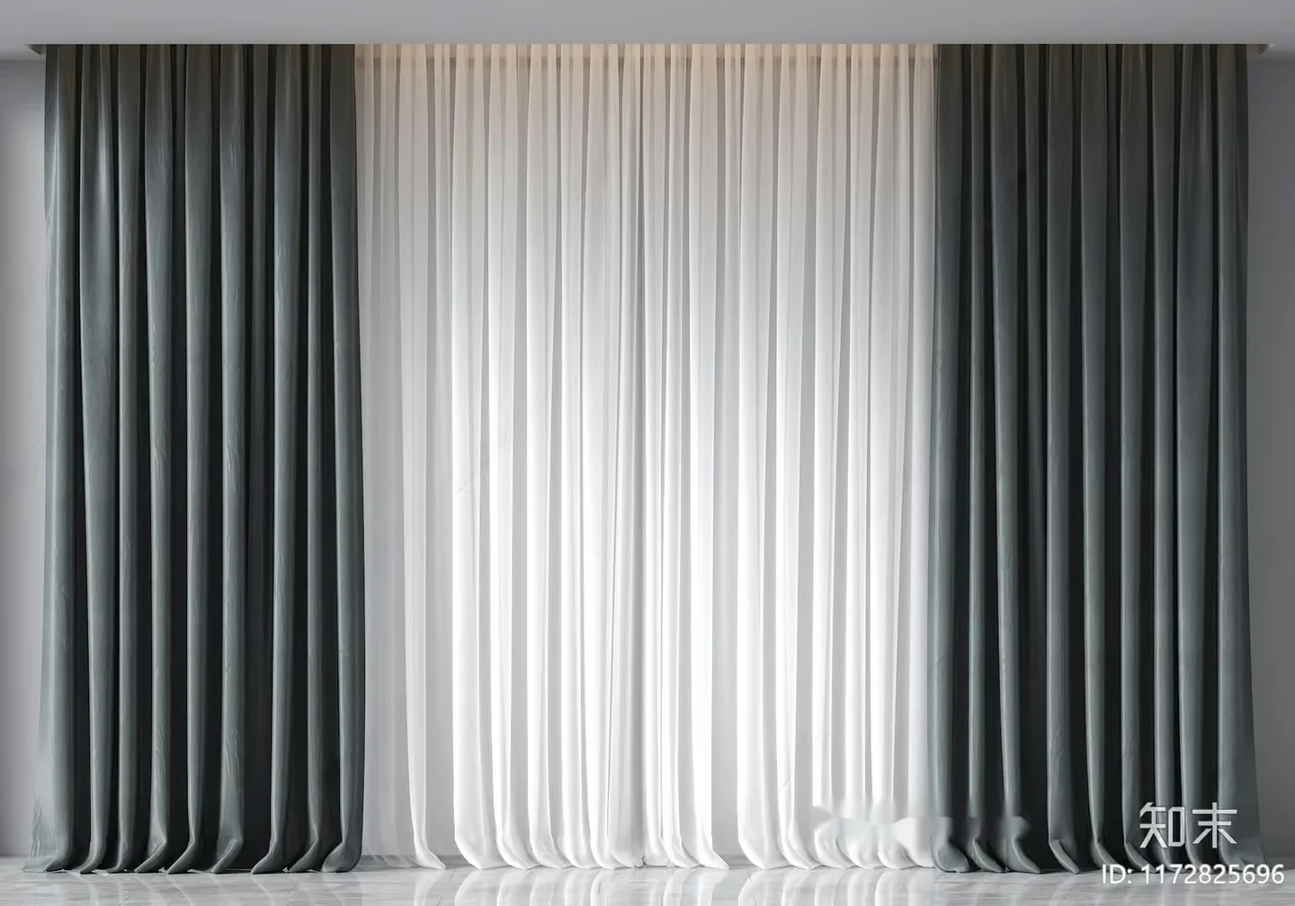Gray Curtains 3D Model – 14820 – CORONA Render
