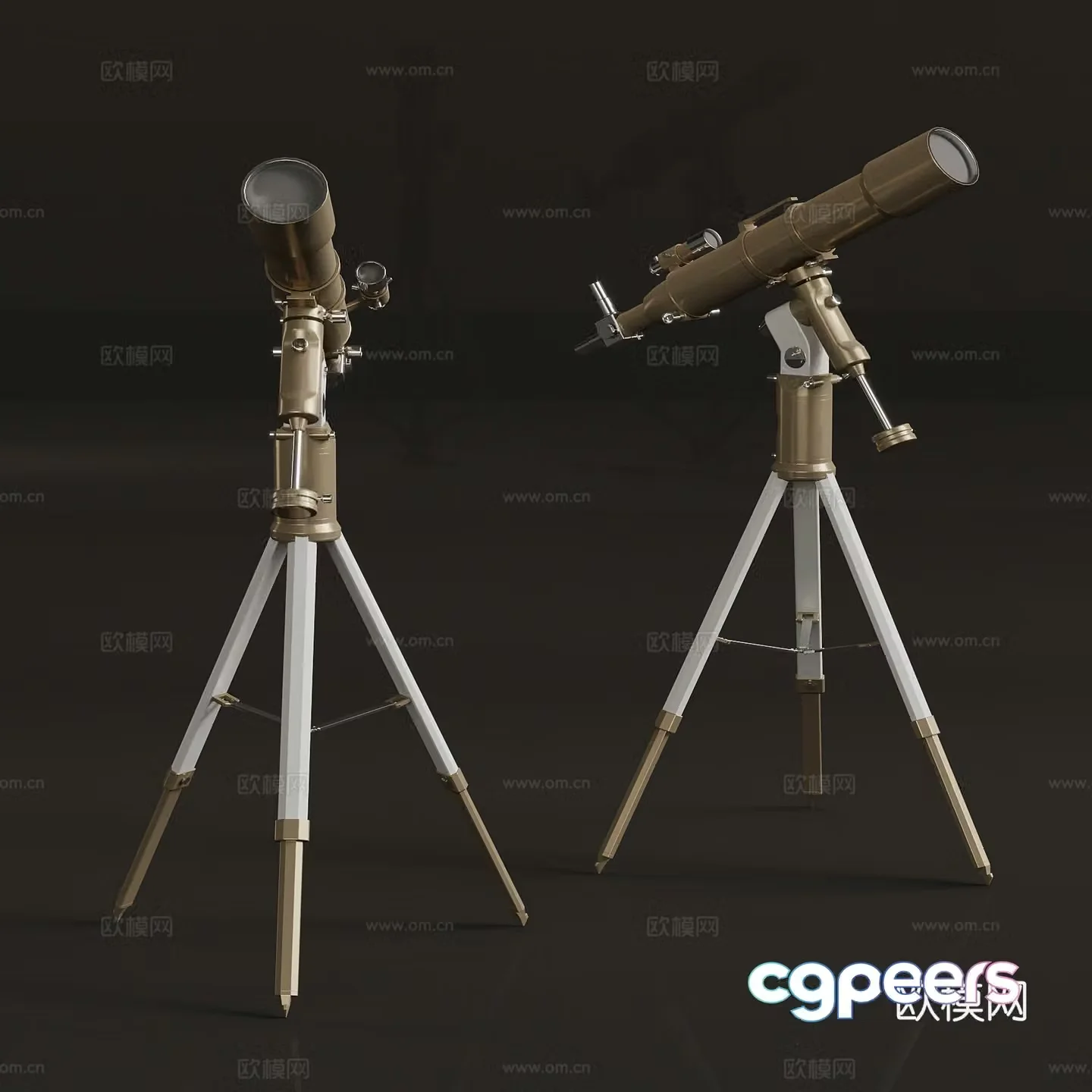 Modern telescope Astronomical telescope Digital 3D model