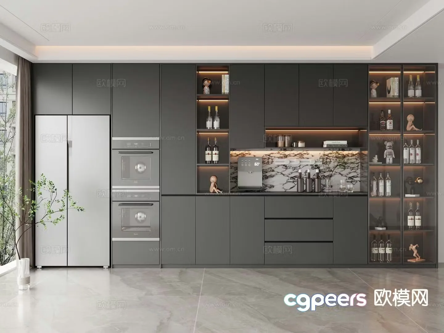Italian wine cabinet sideboard 3d model