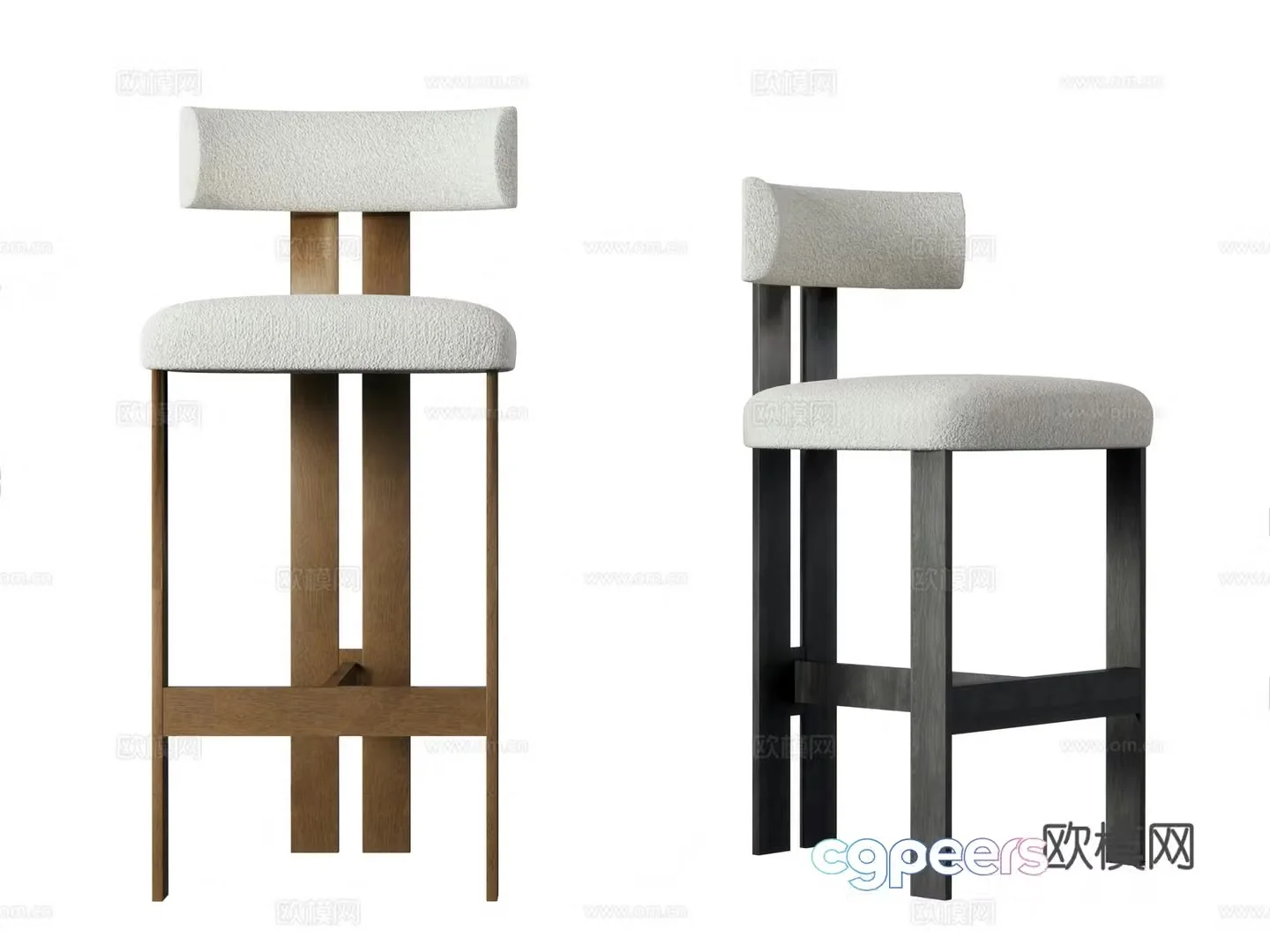 Middle Ages of Wasabi Bar Chair Candied Date Color Bar Chair Jingjifeng Bar Chair Wooden Chair 3D Model