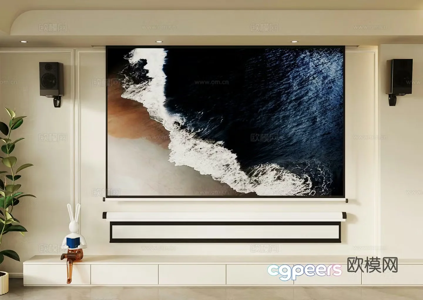 Projection Modern Projection Screen Audio 3D Model