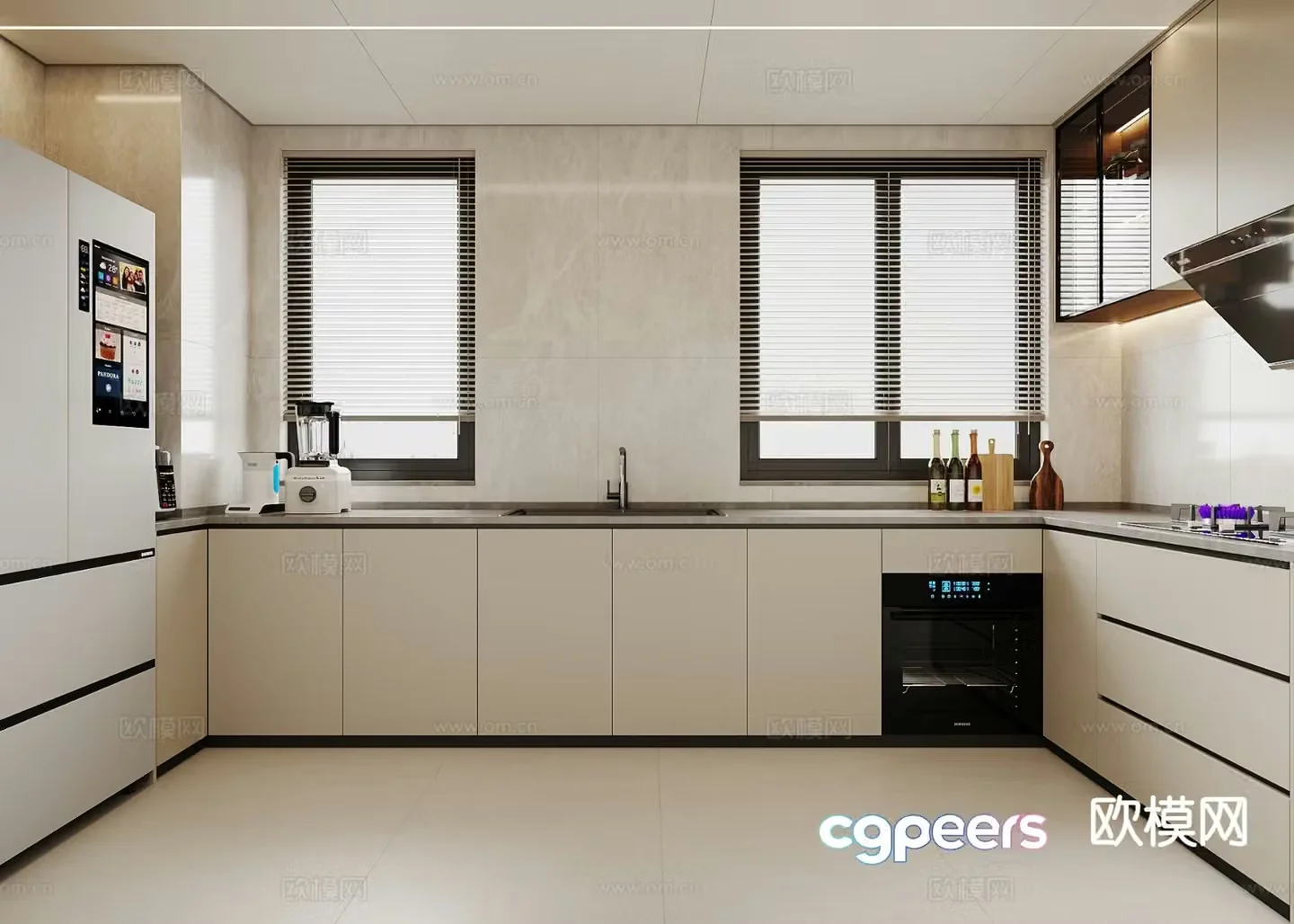 Cream style kitchen 3d model