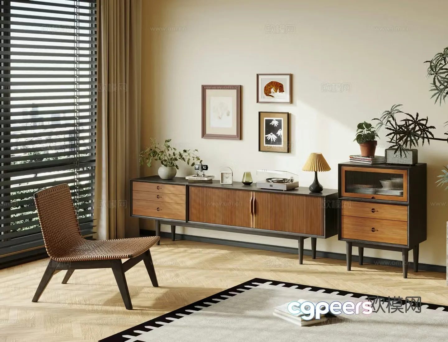 Medieval style TV cabinet 3D model