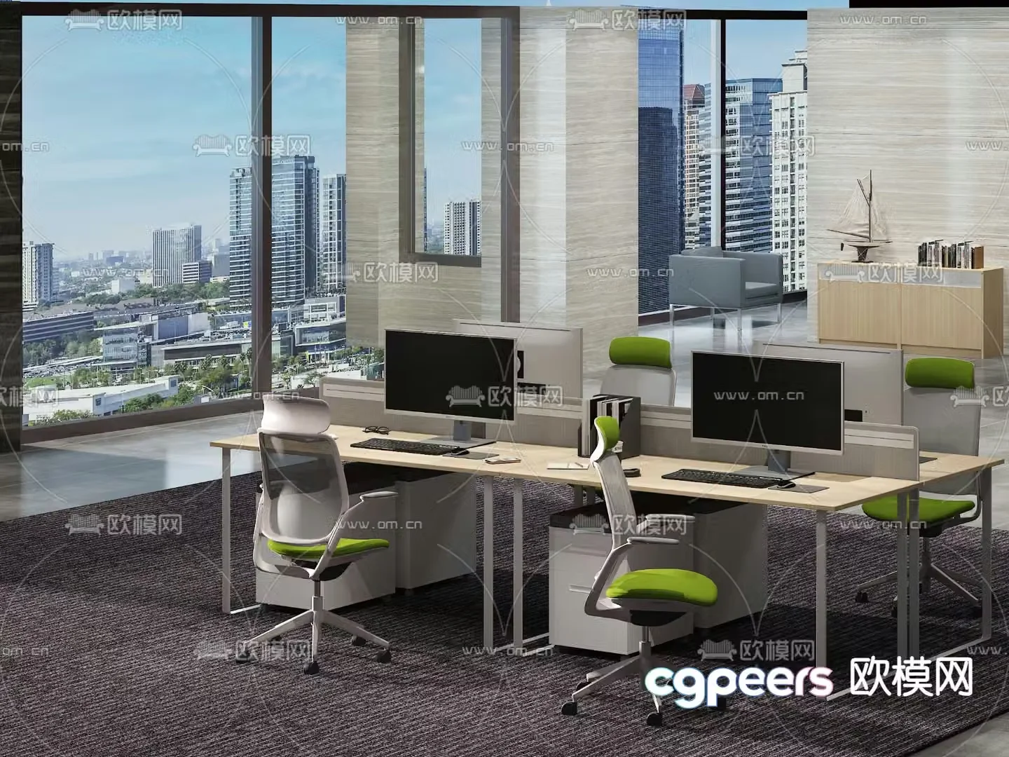 Office desk and chair work station 3d model