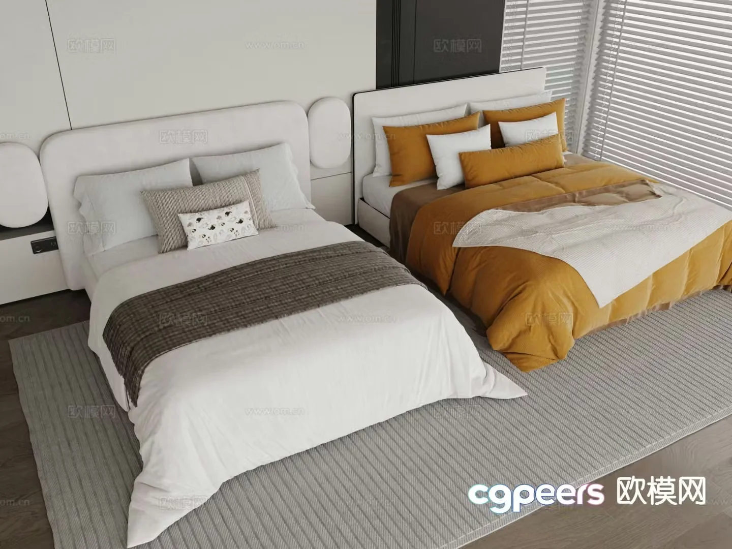 Modern double bed 3d model