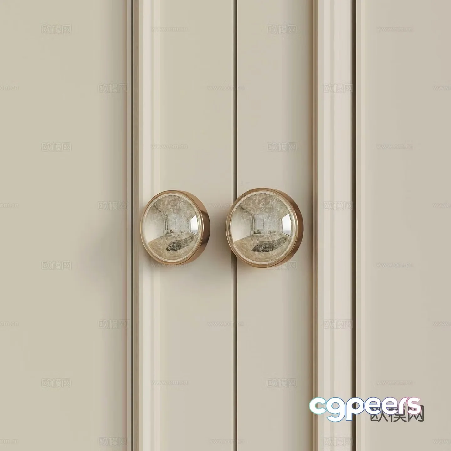 31 modern French cabinet door handle round handle 3d model