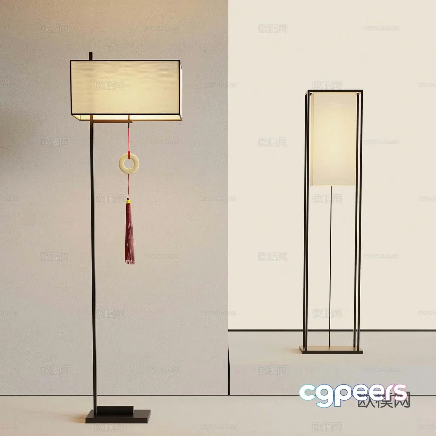 16 new Chinese lamp combination table lamp 3D model