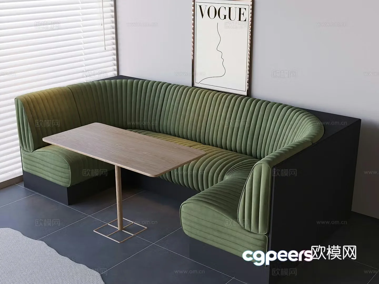 Corner locker soft-pack sofa curve locker sofa solid wood table 3D model