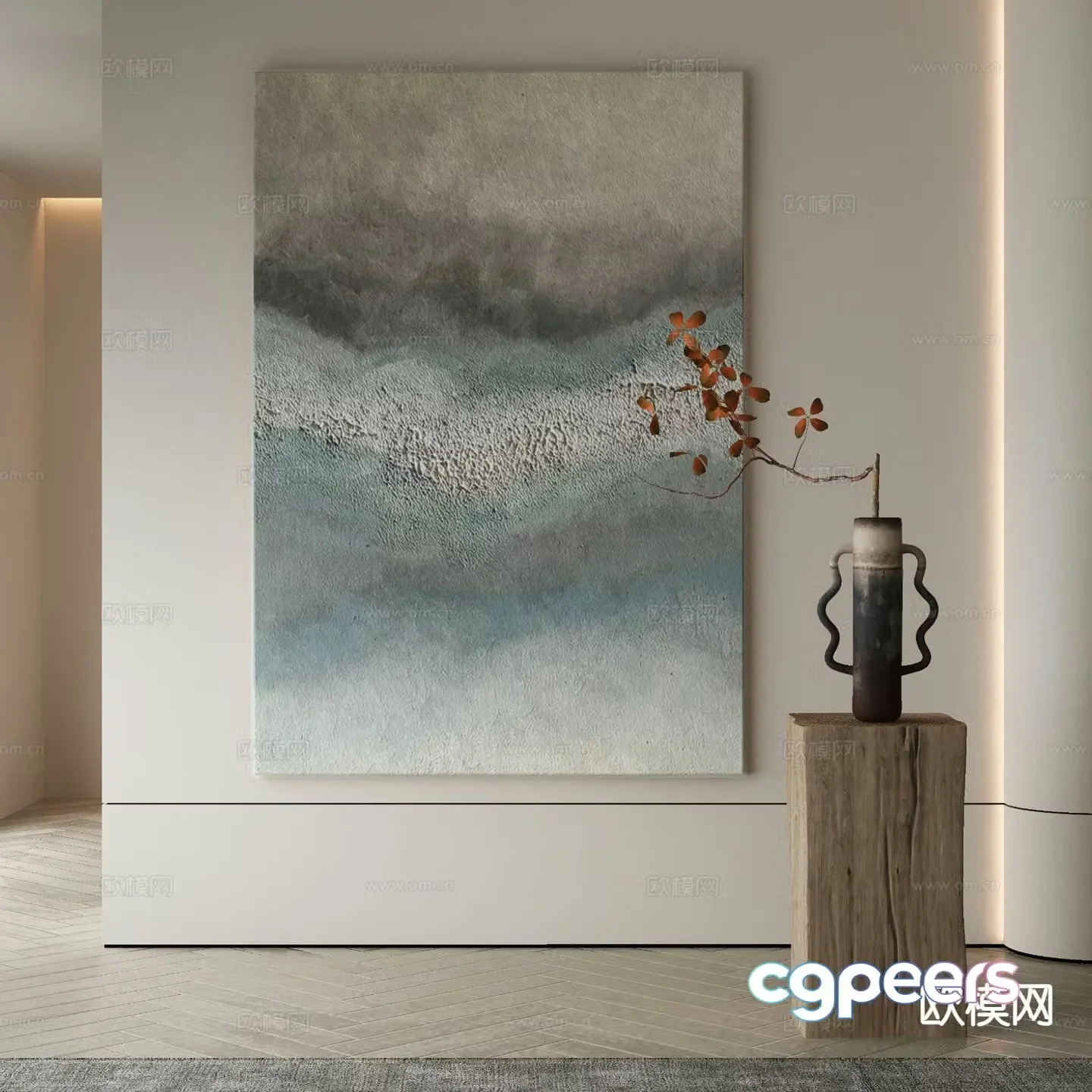 Modern decorative painting oil painting abstract hanging painting 3D model