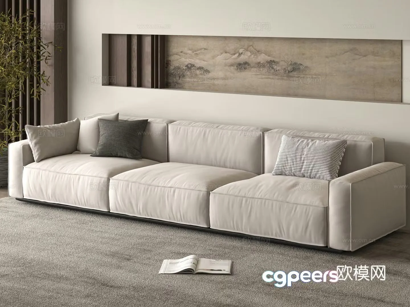 Three seater sofa upholstered sofa 3d model